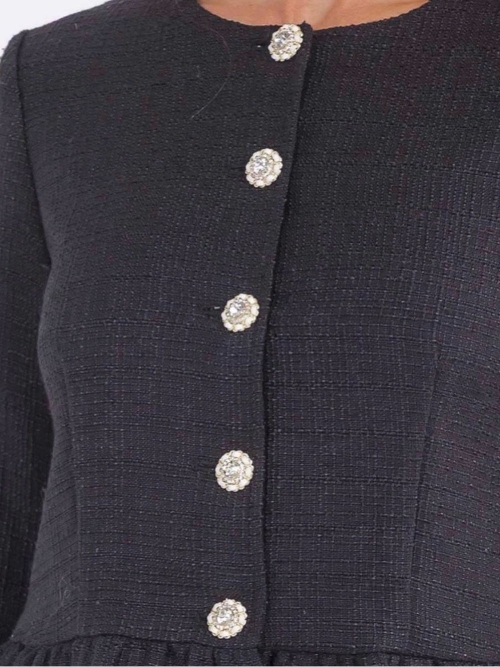 Elegant Black Peplum Tweed Jacket New - Picture 8 of 8